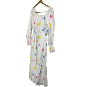 Something Navy Women's Embroidered Tiered Long Sleeve Maxi‎ Dress Rainbow XS